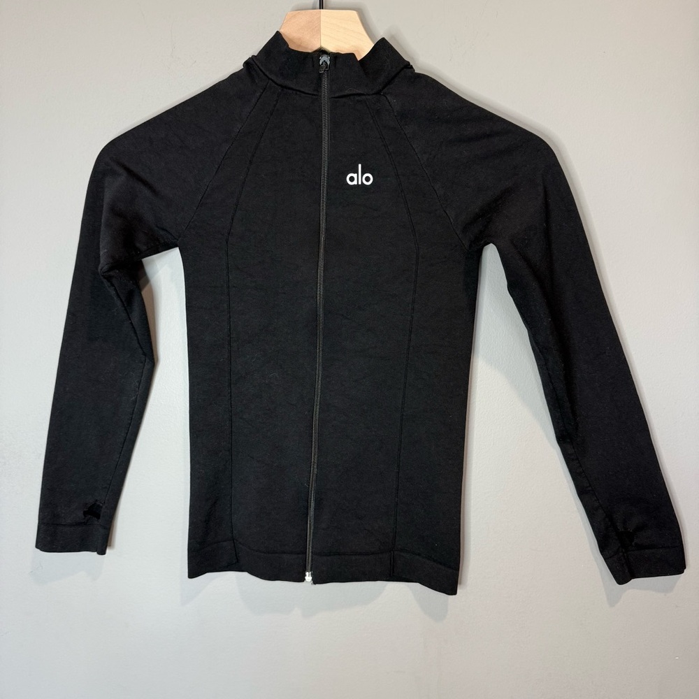 ALO Women’s  Black Fitted Jacket‎ Full Zip Size XS best